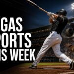 Las Vegas sports guide thumbnail featuring a baseball stadium, monster truck action and Western competition imagery.
