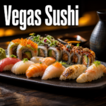 A refined spread of sushi and sake representing standout Las Vegas sushi restaurants.