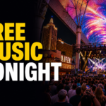 Fremont Street Experience lit up for free live music in downtown Las Vegas