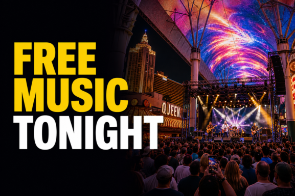 Fremont Street Experience lit up for free live music in downtown Las Vegas
