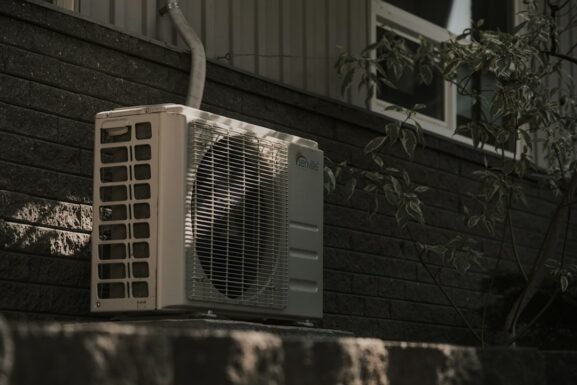 Outdoor air conditioning unit illustrating home cooling equipment