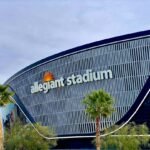 Allegiant Stadium in Las Vegas at night