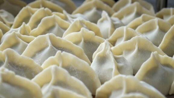 Dumplings representing Asian dining in the Chinatown food section