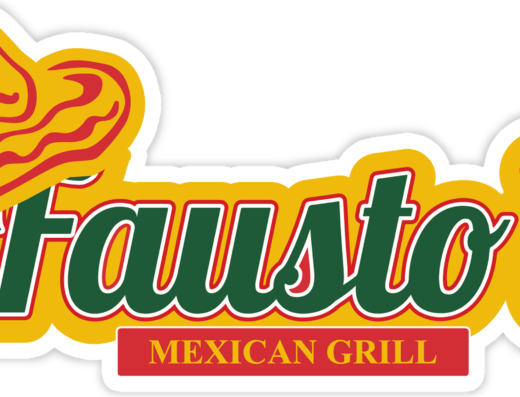 Fausto's Mexican Grill logo with a yellow and red sombrero and green lettering