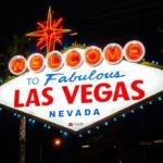 Welcome to Fabulous Las Vegas sign at night for UFC Halloween weekend