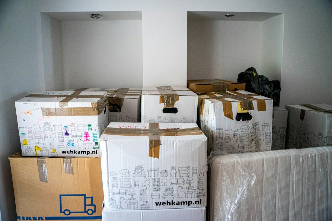 Moving boxes packed for a relocation