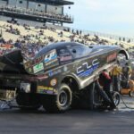 Drag racing competitors preparing at an NHRA event in Pomona, California; illustrative photo, not the 2026 Las Vegas Nationals