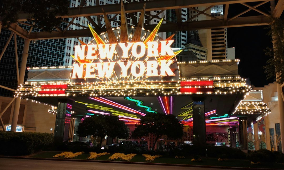 Entrance to New York-New York Hotel and Casino, a nearby landmark when approaching T-Mobile Arena