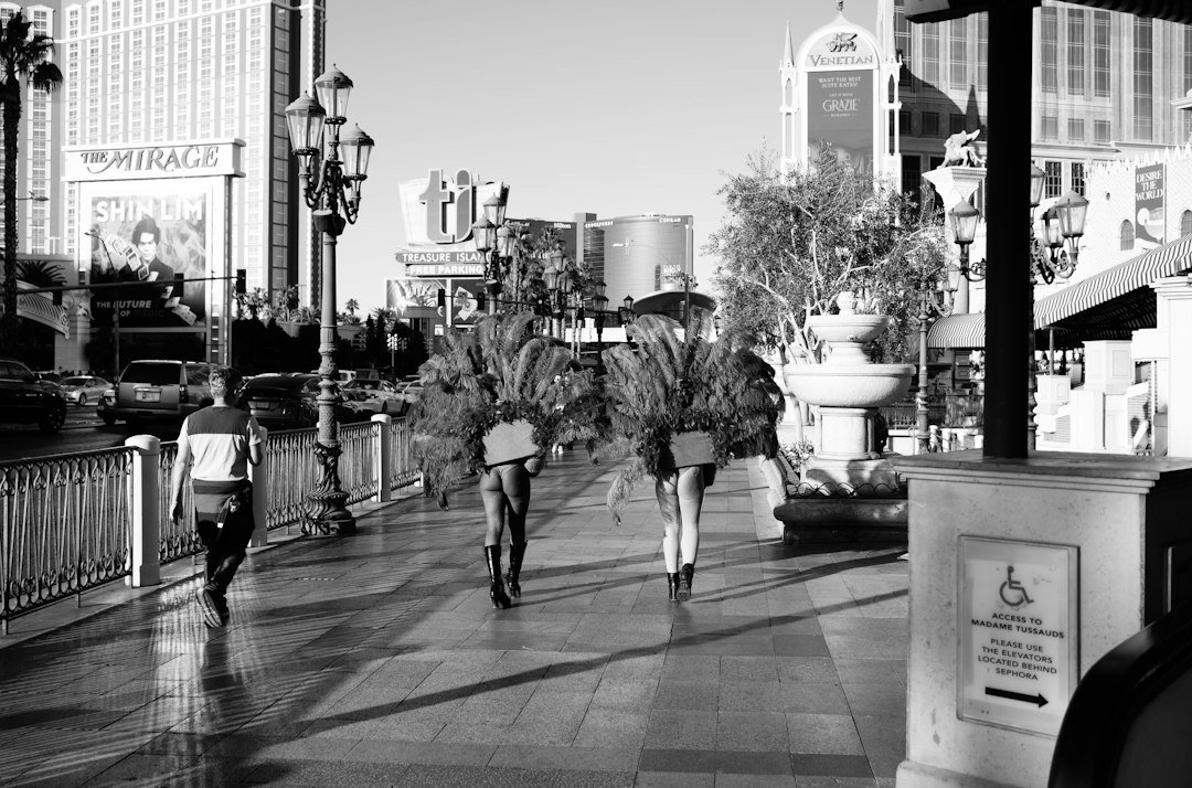 Pedestrians walking on the Las Vegas Strip in normal weather