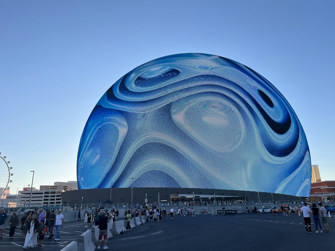 Sphere illuminated at night