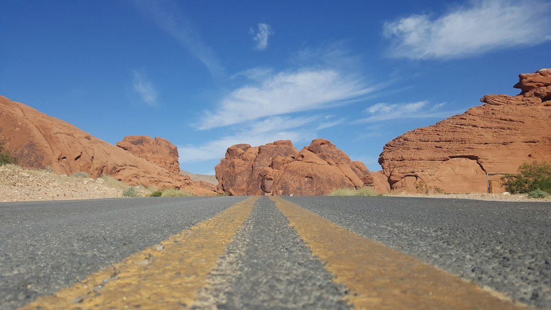 Desert roadway through Valley of Fire State Park northeast of Las Vegas