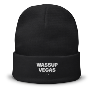 WassupVegas Premium Cuffed Beanie black front view